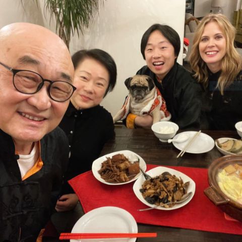 Jimmy O Yang with his girlfriend, Brianne Kimmel and family